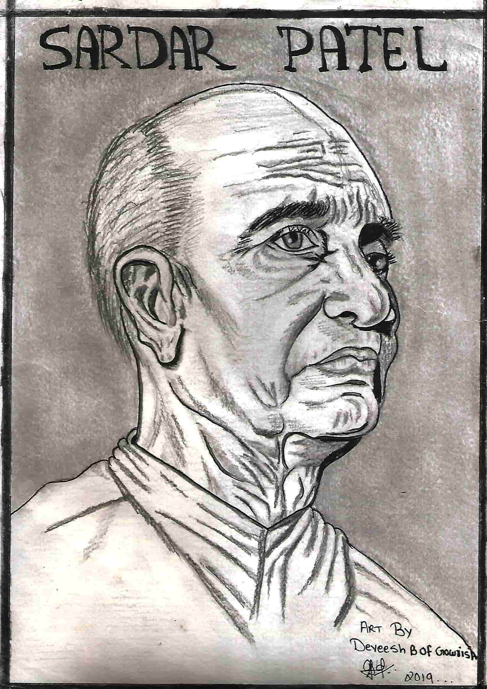 Pencil Sketch of Sardar Patel AKA Ironman of India